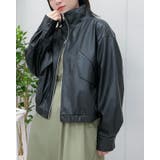 ブラック | フェイクレザー2wayスタンドカラーブルゾン | ＆soiree