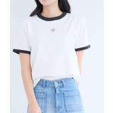 アイボリー | ロゴ刺繍リンガーTシャツ | &soiree