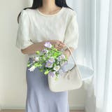 ラウンドネックパールパフスリーブブラウス | ＆soiree | 詳細画像3 