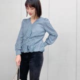 ギャザーデザインギンガムブラウス | ＆soiree | 詳細画像1 