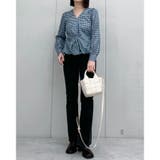 ギャザーデザインギンガムブラウス | ＆soiree | 詳細画像3 