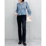 ギャザーデザインギンガムブラウス | ＆soiree | 詳細画像4 