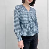 ギャザーデザインギンガムブラウス | ＆soiree | 詳細画像9 