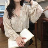 アイボリー | フラワーパターンVカットブラウス | ＆soiree