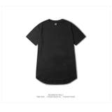 ブラック | ロング丈 ラウンドカット 半袖Tシャツ | RAiseNsE 