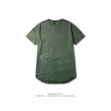カーキ | ロング丈 ラウンドカット 半袖Tシャツ | RAiseNsE 
