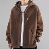 ブラウン | 裏起毛 ジップパーカー メンズ | RAiseNsE 