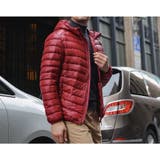 レッド | フード付き ライトダウンジャケット メンズ | RAiseNsE