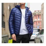 ネイビー | フード付き ライトダウンジャケット メンズ | RAiseNsE