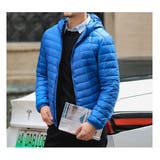 ブルー | フード付き ライトダウンジャケット メンズ | RAiseNsE