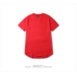 レッド | ロング丈 ラウンドカット 半袖Tシャツ | RAiseNsE 