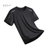 B-ブラック | サラサラ 速乾 半袖Tシャツ メンズ 冷感 スポーツ 夏[8色]#TA192 | RAiseNsE 