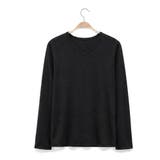 ブラック | Vネック カラーロングスリーブTシャツ トップス | RAiseNsE 