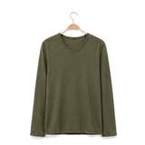 カーキ | Vネック カラーロングスリーブTシャツ トップス | RAiseNsE 
