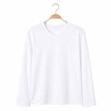 ホワイト | Vネック カラーロングスリーブTシャツ トップス | RAiseNsE 