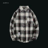 A-ホワイト | 長袖 チェック柄シャツ メンズ | RAiseNsE