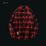 B-レッド | 長袖 チェック柄シャツ メンズ | RAiseNsE