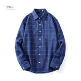ブルー | 長袖 チェック柄シャツ メンズ | RAiseNsE 