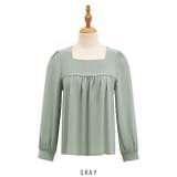 グレー | スクェアネック シフォンブラウス | RAKUku