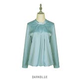 ダークブルー | ネックボタン ポイント オフィスブラウス 韓国ファッション | RAKUku