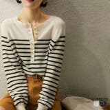 フレンチ ボーダーソフトニット 2色 韓国ファッション | RAKUku | 詳細画像1 