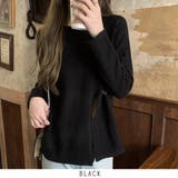 ブラック | ラップデザイン ニット トップス  4color | RAKUku