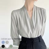 Vネック エレガント オフィスブラウス | RAKUku | 詳細画像1 