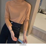 オレンジ | ハイネック カットソー 長袖 Tシャツ 5color 韓国ファッション | RAKUku