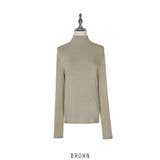 ブラウン | ハイネック カットソー 長袖 Tシャツ 5color 韓国ファッション | RAKUku