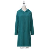 ブルーグレー | フード付ニットワンピース 4color | RAKUku