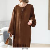 ブラウン | ゆったり パフスリーブロングワンピース 3color | RAKUku