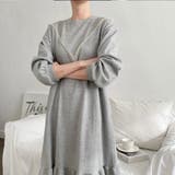 グレー | 裏起毛 ゆったり ティアード ロング ワンピース 長袖 3color | RAKUku