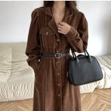 ブラウン | ベルト付き コーデュロイ シャツ | RAKUku