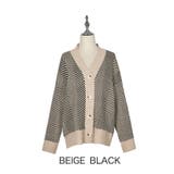 ベージュブラック | Vネック ニットカーディガン 2color | RAKUku