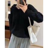 ケーブルニット セーター フード付き 秋冬 フードニット 韓国ファッション | RAKUku | 詳細画像1 