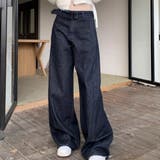 デニム ベルト付き パンツ ワイドパンツ レディース ロング丈 マキシ丈 | RAKUku | 詳細画像2 