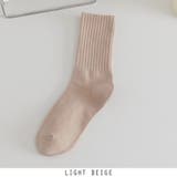 ライトベージュ | 無地 クルーソックス レディース 靴下 リブ編みソックス 6color | RAKUku