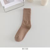 ベージュ | 無地 クルーソックス レディース 靴下 リブ編みソックス 6color | RAKUku