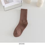 ブラウン | 無地 クルーソックス レディース 靴下 リブ編みソックス 6color | RAKUku