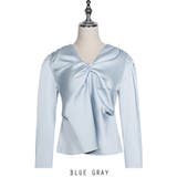 ブルーグレー | ツイストデザイン ブラウス オフィスカジュアル 4color | RAKUku