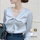 ツイストデザイン ブラウス オフィスカジュアル 4color | RAKUku | 詳細画像1 