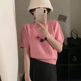 半袖 花飾り ニット 半袖プルオーバー セーター 韓国 韓国ファッション | RAKUku | 詳細画像2 