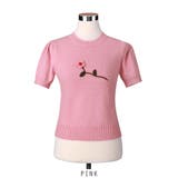 ピンク | 半袖 花飾り ニット 半袖プルオーバー セーター 韓国 韓国ファッション | RAKUku