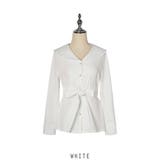 ホワイト | ビッグ襟 セーラーカラー ブラウス 長袖ブラウス シルク風 韓国ファッション | RAKUku