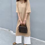 ライトブラウン | 24ss NEW サイドスリットTシャツ ロング丈 ワンピーTシャツ | RAKUku