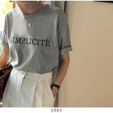グレー | 24NEW シンプル レタリング プリントTシャツ 韓国ファッション | RAKUku