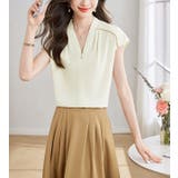 オフィスブラウス シルキー サテン風 Vネック シンプル | RAKUku | 詳細画像4