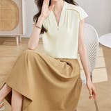 オフィスブラウス シルキー サテン風 Vネック シンプル | RAKUku | 詳細画像6