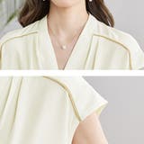 オフィスブラウス シルキー サテン風 Vネック シンプル | RAKUku | 詳細画像7