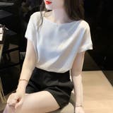 24NEW サテンブラウス レーディス 半袖 無地 シンプルデザイン | RAKUku | 詳細画像3 